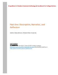 Description, Narrative, and Reflection
