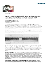 Mercury Prize Nominated Field Music Set to Perform New Work at Imperial War Museums’ Late Events in 2019