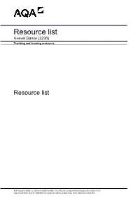 A-Level Dance Resource List Resource List