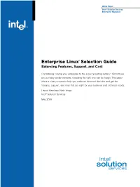 Enterprise Linux* Selection Guide Balancing Features, Support, and Cost