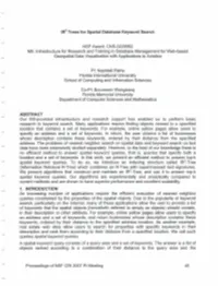 IR2 Trees for Spatial Database Keyword Search NSF Award