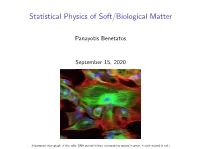Statistical Physics of Soft/Biological Matter