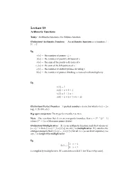 Arithmetic Functions