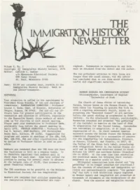 Igrt\TION HISTORY NEWSLETTER