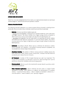 Lithium Uses and Markets