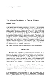 The Adaptive Significance of Cultural Behavior