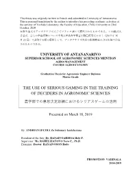 The Use of Serious Gaming in the Training of Deciders in Agronomic Sciences