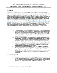 Academic Policies and Guidelines INTEGRITY in SCHOLARLY