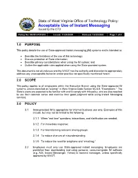 Acceptable Use of Instant Messaging Issued by the CTO