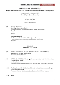 Drugs and Addictions: an Obstacle to Integral Human Development