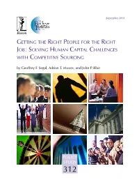 GETTING the RIGHT PEOPLE for the RIGHT JOB: SOLVING HUMAN CAPITAL CHALLENGES with COMPETITIVE SOURCING by Geoffrey F
