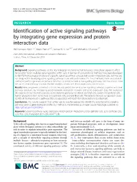 Identification of Active Signaling Pathways by Integrating Gene Expression and Protein Interaction Data Md Humayun Kabir1,2,3, Ralph Patrick2,4,5, Joshua W