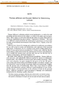 NOTE Thomas Jefferson and Douwes' Method for Determining