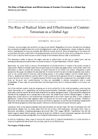 The Rise of Radical Islam and Effectiveness of Counter-Terrorism in a Global Age Written by Zaki Mehta
