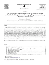 Use of Comparative Genomics As a Tool to Assess the Clinical and Public Health Signiﬁcance of Emerging Shiga Toxin-Producing Escherichia Coli Serotypes