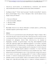1 Fine-Scale Adaptations to Environmental Variation and Growth 1 Strategies Drive Phyllosphere Methylobacterium Diversity. 2