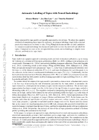Arxiv:1612.05340V2 [Cs.CL] 23 Dec 2016 Learn, High, Program I, a Possible Textual Label Could Be Simply EDUCATION