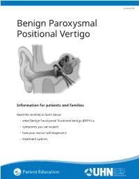 Benign Paroxysmal Positional Vertigo (BPPV) Is
