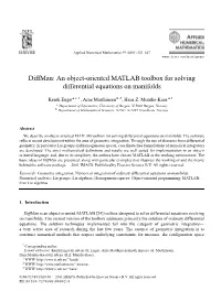 Diffman: an Object-Oriented MATLAB Toolbox for Solving Differential Equations on Manifolds