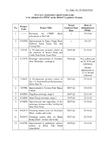 Overview of Potential Capital Works Items to Be Submitted to PWSC in the 2006-07 Legislative Session