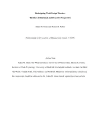 Redesigning Work Design Theories: the Rise of Relational And