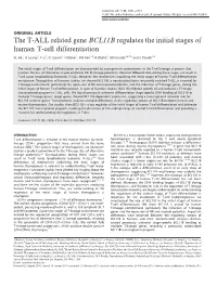 The T-ALL Related Gene BCL11B Regulates the Initial Stages of Human T-Cell Differentiation