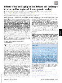 Effects of Sex and Aging on the Immune Cell Landscape As Assessed by Single-Cell Transcriptomic Analysis
