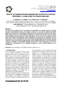 Effects of Varied Process Parameters on Froth Flotation Efficiency: a Case Study of Itakpe Iron Ore