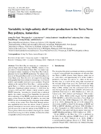 Variability in High-Salinity Shelf Water Production in Terra Nova Bay Polynya