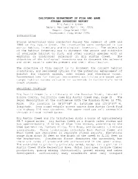 1 CALIFORNIA DEPARTMENT of FISH and GAME STREAM INVENTORY REPORT Big Austin Creek Report Revised April 14, 2006 Report Complete