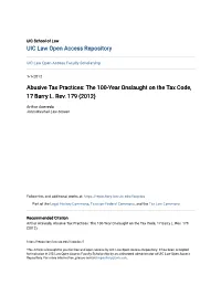 Abusive Tax Practices: the 100-Year Onslaught on the Tax Code, 17 Barry L