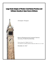 Large-Scale Analysis of Modern Code Review Practices and Software Security in Open Source Software
