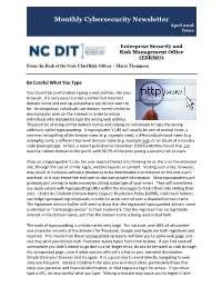 Monthly Cybersecurity Newsletter April 2018 Issue