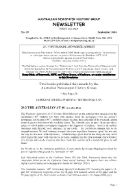 NEWSLETTER ISSN 1443-4962 No