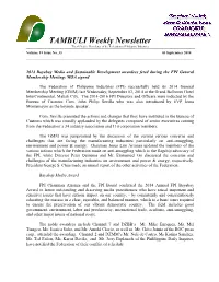 TAMBULI Weekly Newsletter the Official E-Newsletter of the Federation of Philippine Industries Volume 18 Issue No