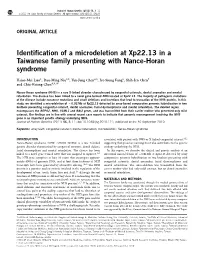 Identification of a Microdeletion at Xp22.13 in a Taiwanese Family