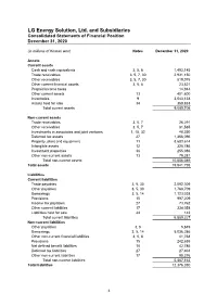 LG Energy Solution, Ltd. and Subsidiaries Consolidated Statements of Financial Position December 31, 2020