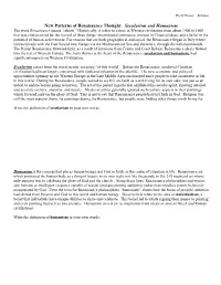 New Patterns of Renaissance Thought: Secularism and Humanism