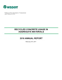 Recycled Concrete Usage in Aggregrate Materials