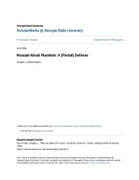 Rossian Moral Pluralism: a (Partial) Defense