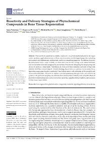 Bioactivity and Delivery Strategies of Phytochemical Compounds in Bone Tissue Regeneration