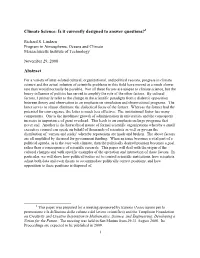 Climate Science: Is It Currently Designed to Answer Questions?1