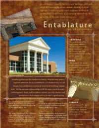Entablature Refers to the System of Moldings and Bands Which Lie Horizontally Above Columns, Resting on Their Capitals