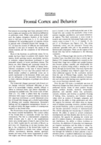 Frontal Cortex and Behavior