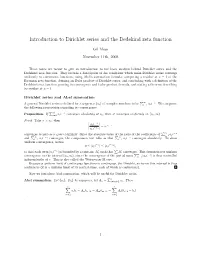 Introduction to Dirichlet Series and the Dedekind Zeta Function