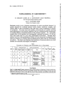PAPILLOEDEMA in SARCOIDOSIS*T by D