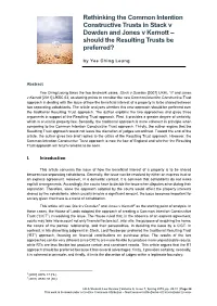 Rethinking the Common Intention Constructive Trusts in Stack V Dowden and Jones V Kernott – Should the Resulting Trusts Be Preferred?