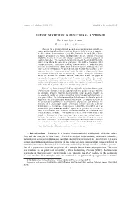 Robust Statistics: a Functional Approach