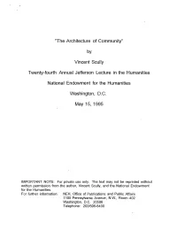 "The Architecture of Community" by Vincent Scully Twenty-Fourth