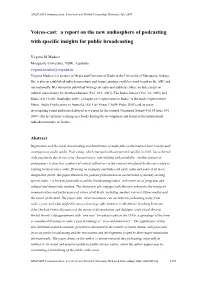 Voices-Cast : a Report on the New Audiosphere of Podcasting with Specific Insights for Public Broadcasting